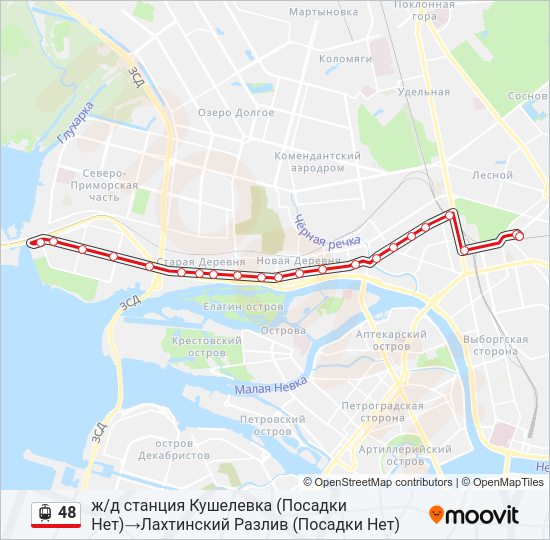 Трамвай 48: карта маршрута