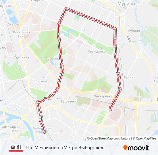 61 автобус в Санкт-Петербурге - схема движения на карте Foto 21