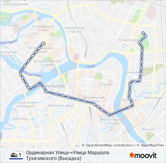 1 trolleybus Line Map