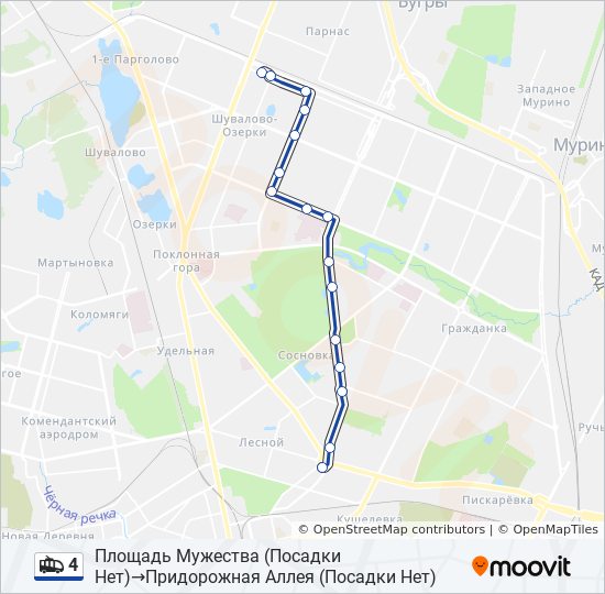 Троллейбус 4: карта маршрута