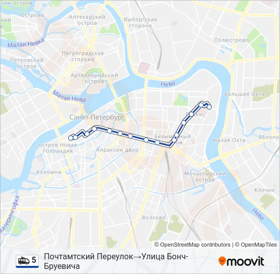 Троллейбус 5: карта маршрута