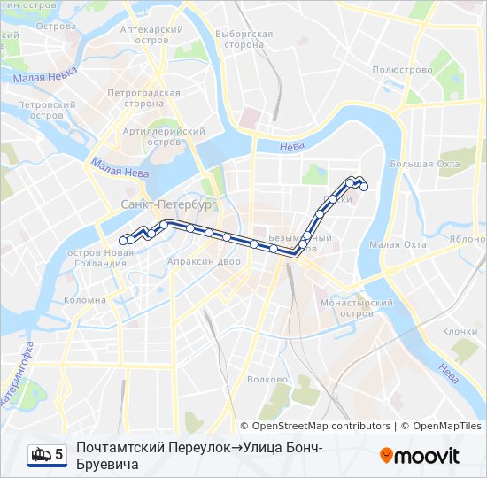 5 trolleybus Line Map