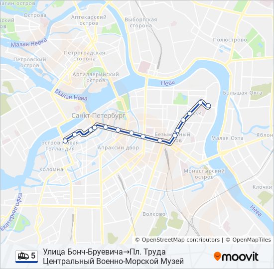 Троллейбус 5: карта маршрута