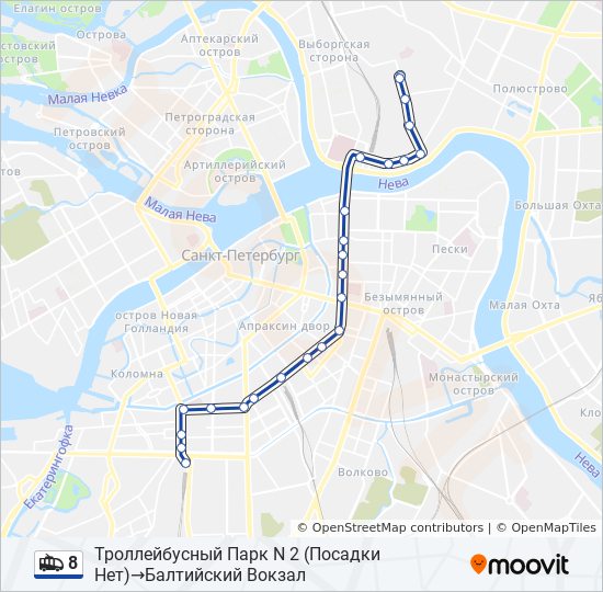 8 Trolleybus Line Map