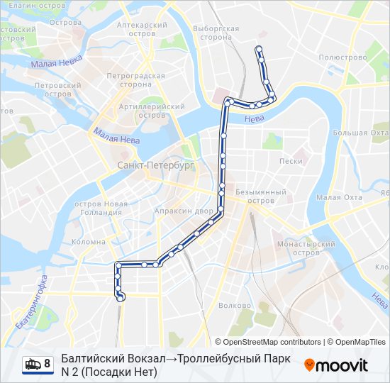 8 Trolleybus Line Map