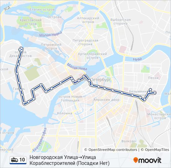 10 trolleybus Line Map