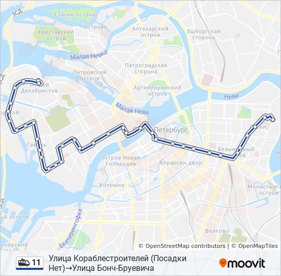 Карта троллейбусов санкт петербурга. Маршрут 11 троллейбуса СПБ.