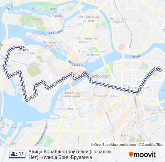 11 Trolleybus Line Map