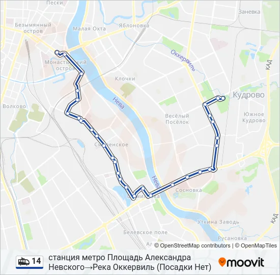 Троллейбус 14: карта маршрута