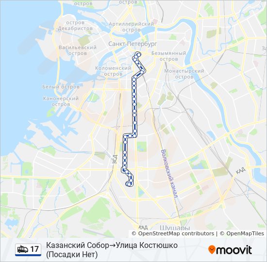 17 trolleybus Line Map