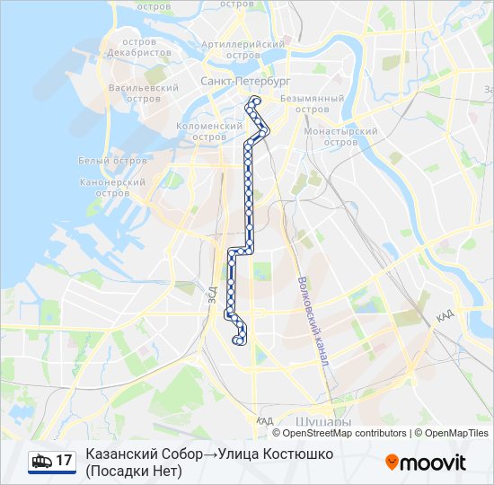 Троллейбус 17: карта маршрута