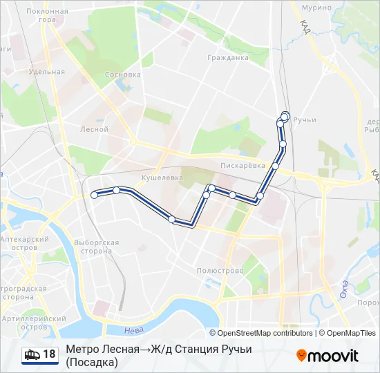 Троллейбус 18: карта маршрута