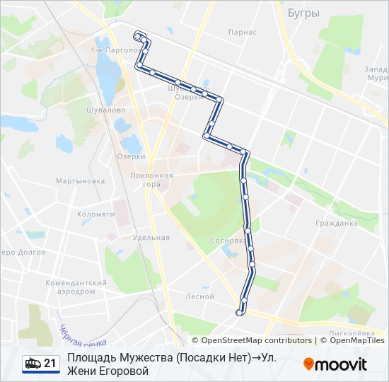 21 Trolleybus Line Map