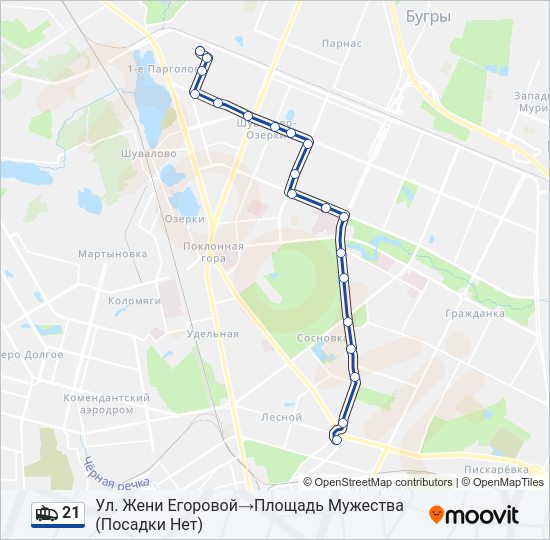 Троллейбус 21: карта маршрута