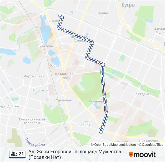 Троллейбус 21: карта маршрута