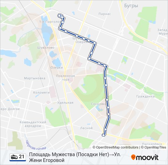 Троллейбус 21: карта маршрута