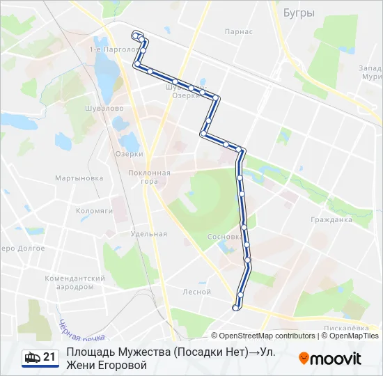 Троллейбус 21: карта маршрута
