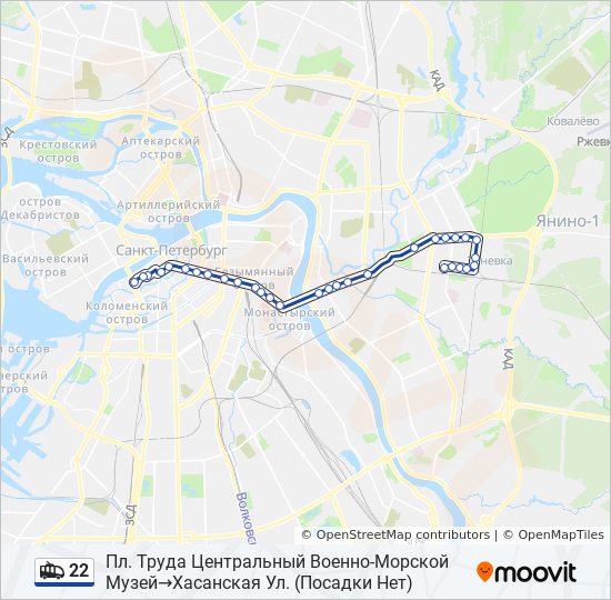 22 trolleybus Line Map