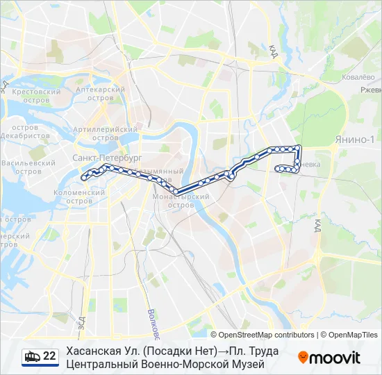 22 Trolleybus Line Map