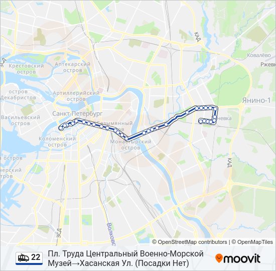 Троллейбус 22: карта маршрута