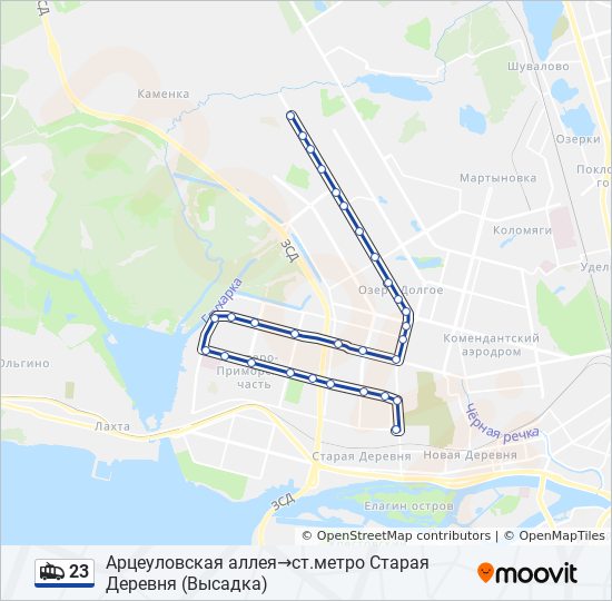 23 trolleybus Line Map