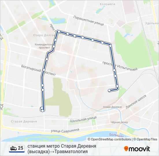 25 Trolleybus Line Map