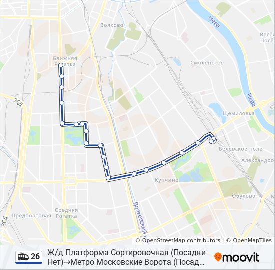 26 trolleybus Line Map