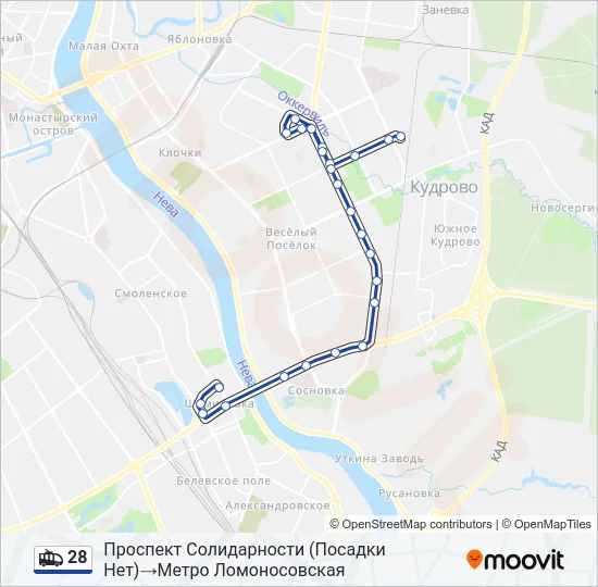 28 Trolleybus Line Map