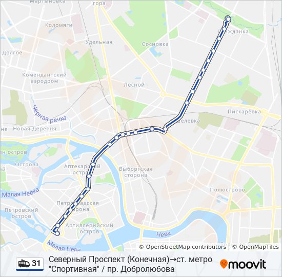31 trolleybus Line Map
