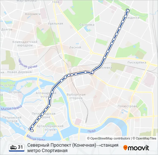 31 Trolleybus Line Map
