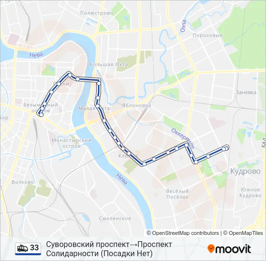 33 Trolleybus Line Map