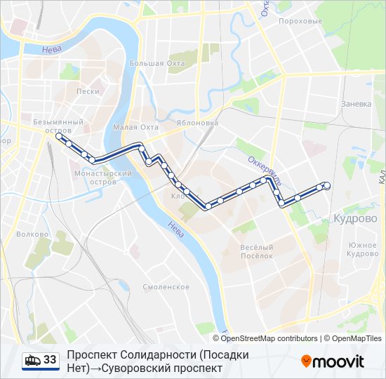 Троллейбус 33: карта маршрута