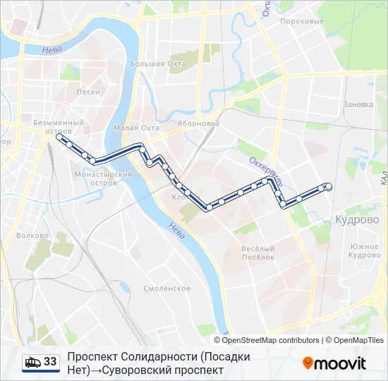 33 Trolleybus Line Map