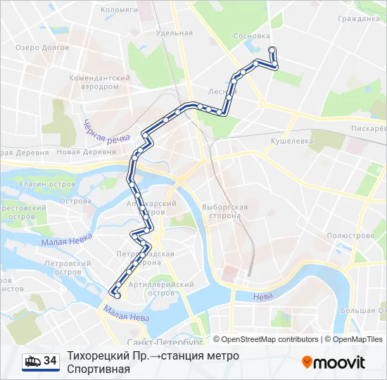 34 Trolleybus Line Map