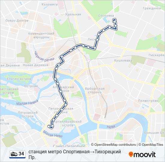 34 Trolleybus Line Map