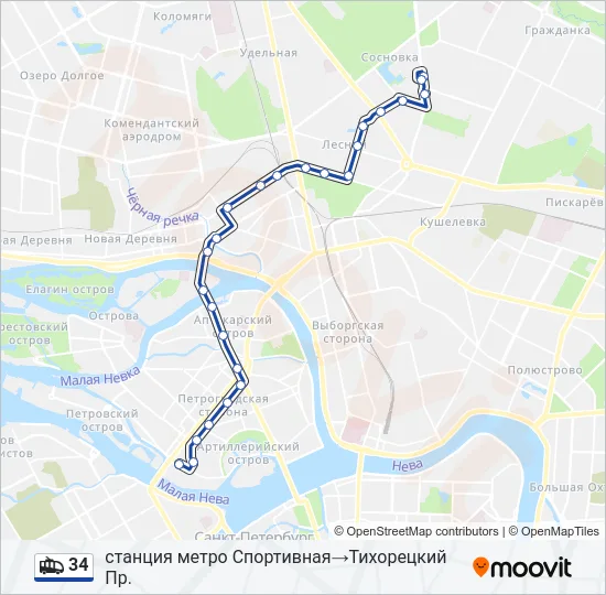 Троллейбус 34: карта маршрута