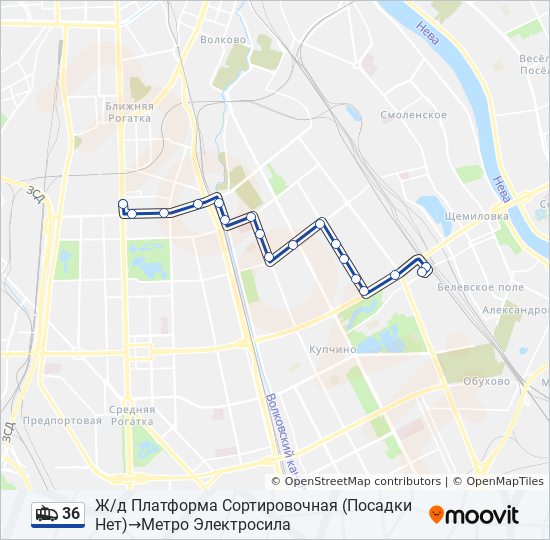 36 trolleybus Line Map