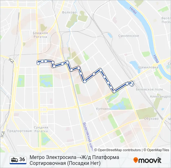 36 Trolleybus Line Map