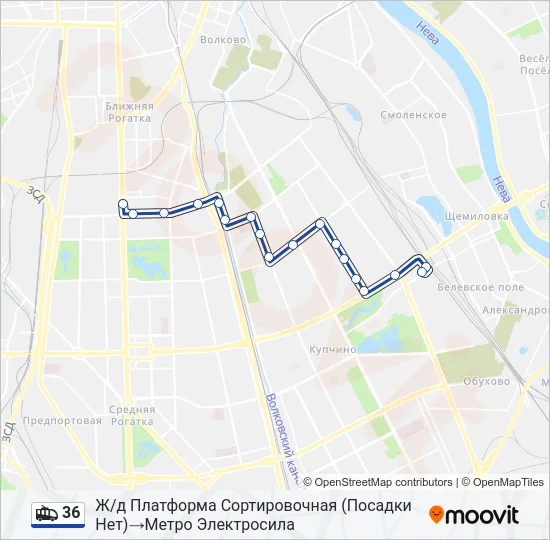36 Trolleybus Line Map