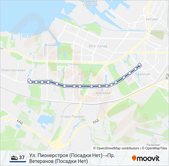 37 Trolleybus Line Map