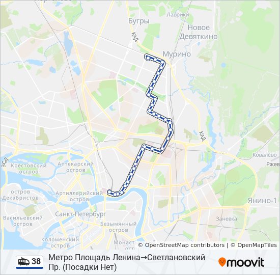 38 trolleybus Line Map