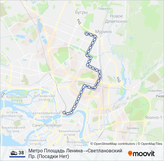 38 Trolleybus Line Map