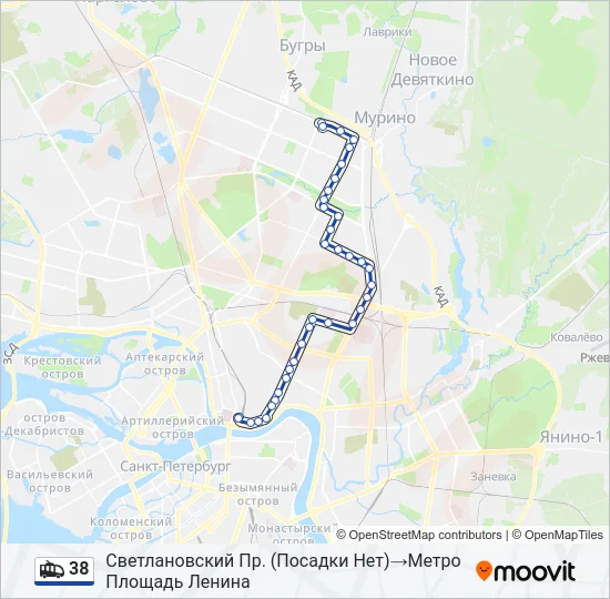 38 Trolleybus Line Map
