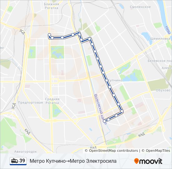 39 trolleybus Line Map