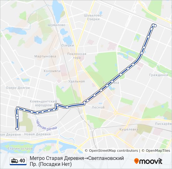 40 trolleybus Line Map