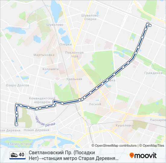 40 Trolleybus Line Map