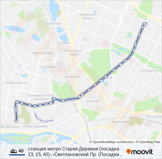 Троллейбус 40: карта маршрута