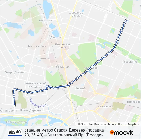 Троллейбус 40: карта маршрута