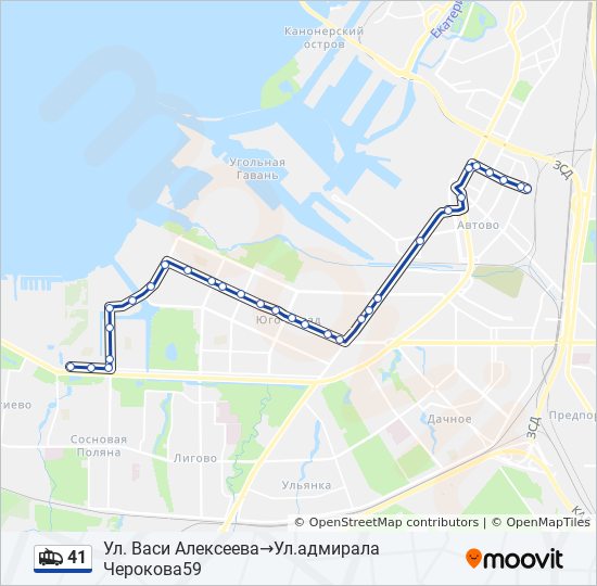 Троллейбус 41: карта маршрута