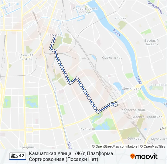 42 Trolleybus Line Map